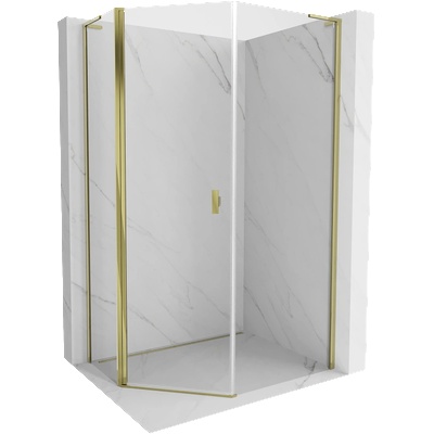 Mexen Mist L асиметрична петстранна душ кабина с отваряща се врата 80 x 100 см, прозрачна, златна - 8A8L-080-100-50-00 (8A8L-080-100-50-00)