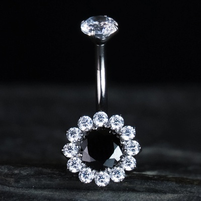 CryptoEshop Černý extravagantní titanový piercing do pupíku Blume 1,6 mm 10 mm CBJ-1559-BK