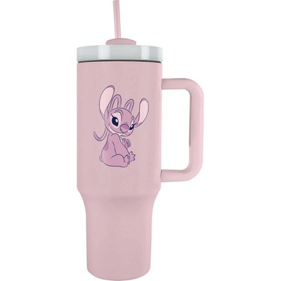 Pyramid Lilo a Stitch cestovní hrnek s brčkem 1 200 ml Růžový
