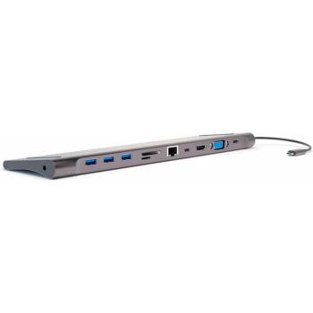 4smarts USB-C Хъб, 4Smarts 11in1 VGA-HDMI-Ethernet-USB 3.0-Card Slot, Сив (456358)
