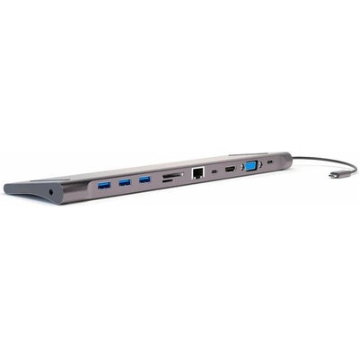 4smarts USB-C Хъб, 4Smarts 11in1 VGA-HDMI-Ethernet-USB 3.0-Card Slot, Сив (456358)