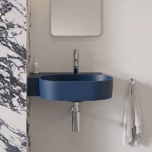 Omnires Lavoar suspendat Omnires Ovo M+ finisaj albastru inchis mat 55.5 cm stanga (OVO555UWLMB)