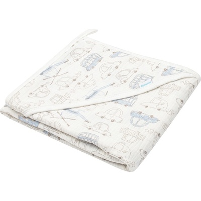 New Baby Detská mušelínová osuška s kapucňou My Cars 90x90cm