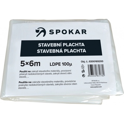 SPOKAR STAVEBNÍ PLACHTA PE 100 µ 5 x 6 m 8593534831780