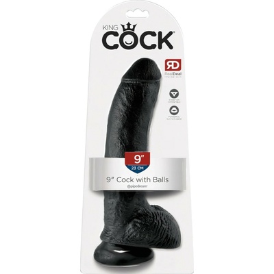 King Cock realistické dildo s varlaty a přísavkou 23 cm černé
