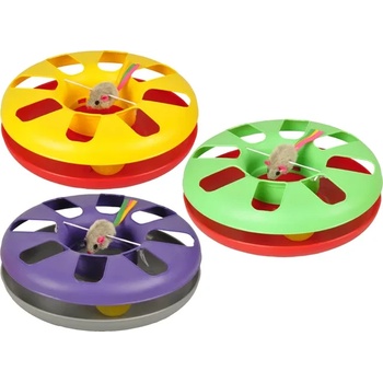 Flamingo cat toy - Играчка за котки, кръг (24см) с топка и мишка, различни цветове