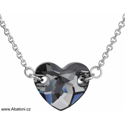 Swarovski Elements Stříbrný náhrdelník černo šedé srdíčko 32020.5 Silver Night