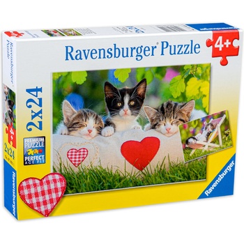 Image 1 of Ravensburger Пъзел Ravensburger от 2 x 24 части - Спящи котета (07801)