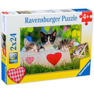 Ravensburger Пъзел Ravensburger от 2 x 24 части - Спящи котета (07801) - ozone