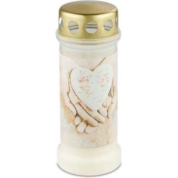 Bolsius Бяла ритуална свещ със сърце и поле за надпис - Bolsius с горене 70 часа (BO-NR6-CAP-INI-A)