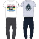 Harry Potter Hogwarts pánské pyžamo kr.rukáv bílo šedé