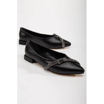Moda Trend Дамски балерини с декоративни камъчета - Черни #367273 (367273_Черно)