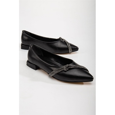 Moda Trend Дамски балерини с декоративни камъчета - Черни #367273 (367273_Черно)
