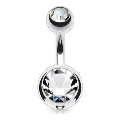 Prosperk piercing do pupíku čirý krystal oboustranný S0936