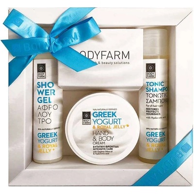Bodyfarm Комплект Greek Yogurt & Royal Jelly - Душ гел, Крем и Шампоан, 3 х 50 ml