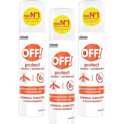 Off! Protect Aerosol proti komárům 15% Deet ochrana až 6 hodin 3 x 100 ml