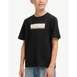 JACK & JONES Jorinwood Block Brend Tee Ss Cn Noos Jnr Black - magazinko