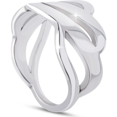 Biju Dámský prsten z chirurgické oceli masivní, vlnitý motiv s ozdobnými průřezy 4000364