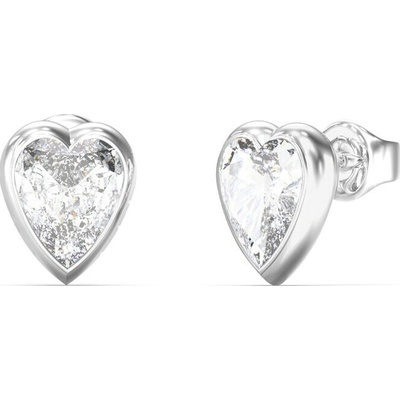 Guess Oceľové kôstky Číre srdce Crystal Love JUBE06361JWRHT/U