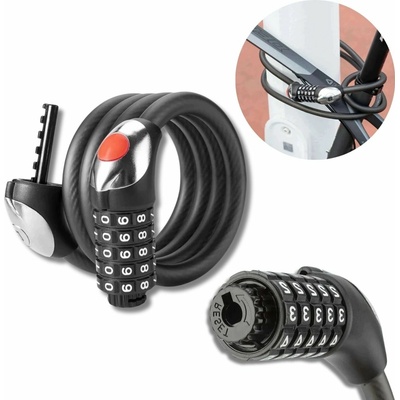 RockBros Zámek na kolo RKS531 – ocelové lanko, 5místný kód + LED, 180 cm (5907769390142)
