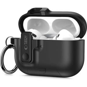 Tech-Protect Твърд калъф с карабинер за слушалки Apple AirPods Pro 3 от Tech-Protect Slim Hook - Черен (5906302333288)