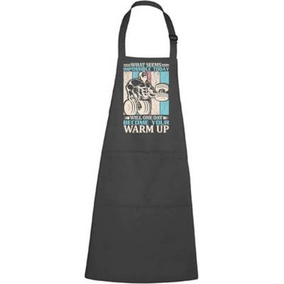 Dobrý Triko Zástěra pro kulturistu s potiskem Warm up Antracitová