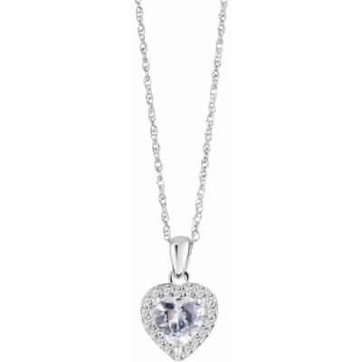 Bohemia Crystal Stříbrný přívěsek s řetízkem Velvet Heart, srdce s kubickou zirkonií, bílý