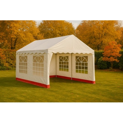 Garthen 391 Zahradní párty stan bílý s červeným lemem 3 x 4 m
