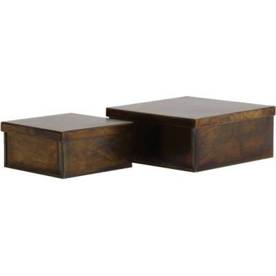 2ks bronzový antik kovový úložný box Loberio - 16*16*7/ 12*12*6 cm - Light & Living