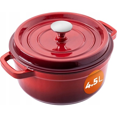 Kadax Hrnec tradiční litinový smaltovaný 4,5 l červený 23 cm s poklicí