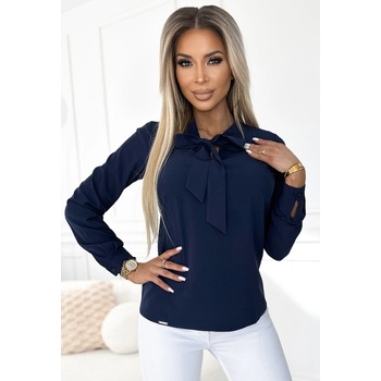Numoco Елегантна блуза с дълъг ръкав в тъмносин цвят 140-22nmc-2373 - Тъмносин, размер s