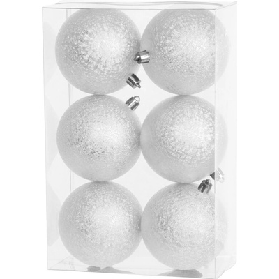 MagicHome Koule MagicHome 6 ks, bílá, na vánoční stromek, 8 cm