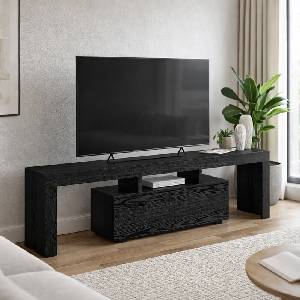 TopMebel Меламиново ТВ обзавеждане Woodra TopMebel в черен цвят 180x31.3x50.2cm