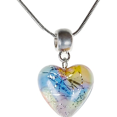 Lampglas Něžný Romantic Heart s perlou s ryzím stříbrem NLH6