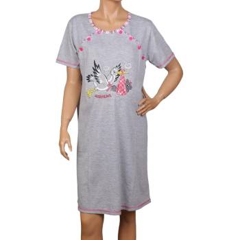 Сива нощница за кърмачки с щъркел и цикламен кант