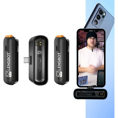 LENSBOT DualMic USB-C 2,4G bezdrátové klopové mikrofony pro smartphone, tablety, počítače – Zboží Mobilmania
