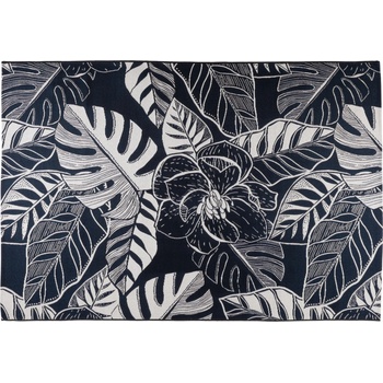 Multidecor Външен килим JUNGLE 160x220 cm, черен/бял, с листов мотив (MU0224)