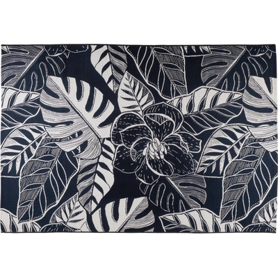Multidecor Външен килим JUNGLE 160x220 cm, черен/бял, с листов мотив (MU0224)