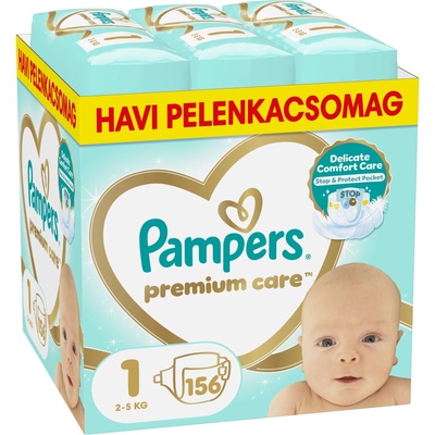 Pampers Premium Care месечен пакет пелени 2-5 кг Новородено 1 (156 бр. ) (10DP010627)