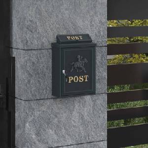 vidaXL Стенно монтирана пощенска кутия с врата Зелен 29 x 13 x 41 см (42023496)