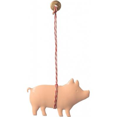 Maileg Vánoční kovová ozdoba Pig Powder růžová barva kov
