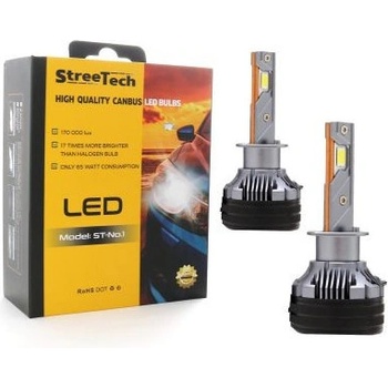 StreeTech Лед крушки - Led система H1 Streetech модел STN1 за фарове - 170 000 Лукса, 65W - Canbus 6000K - 1700% повече