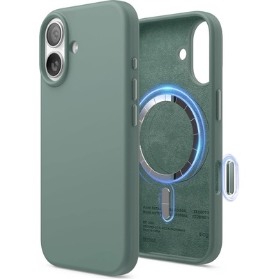 elago Силиконов (TPU) калъф с MagSafe за iPhone 17 - Elago Magnetic Soft Silicone Case (тъмнозелен) (ES17MSSC61-MGR)