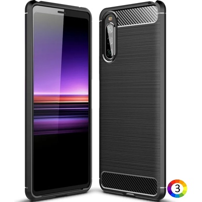 Sony Xperia 10 II Удароустойчив Carbon Fiber Калъф и Протектор