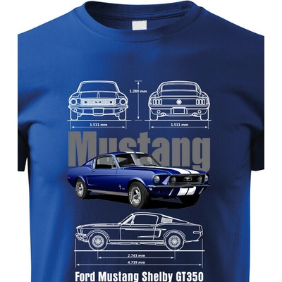 Dětské tričko Ford Mustang Shelby GT350 Modrá Canvas tričko Bezvatriko.cz 2310