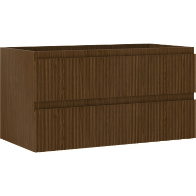 Mexen Rivel шкаф за баня под мивка 90 см, 2 чекмеджета, оребрен, орех (91A20-09047-2-BFF86)