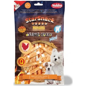 NOBBY Лакомство StarSnack 2 в 1 Barbecue Wrapped Chicken MINI - 62, 5% пилешко месо и 35, 4% сурова кожа, 113 гр - NOBBY Германия - 70144