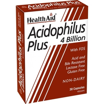 HEALTHAID Хранителна добавка Пробиотици, Health Aid Acidophilus Plus 4 Billion with Probiotics and Prebiotics 30 caps