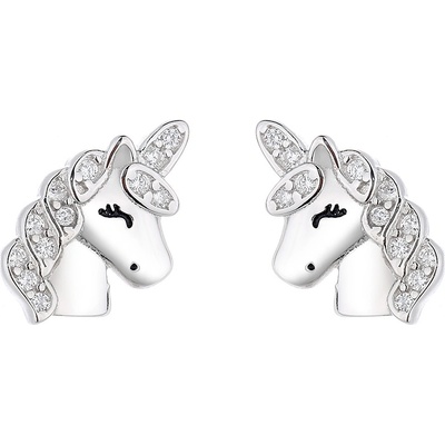 DELIS Сребърни обеци, jw811, модел еднорог, с родиево покритие (jw811)