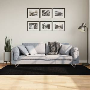 vidaXL Килим HUARTE с къс косъм, мек и миещ се, черен, 100x200 см (375112)